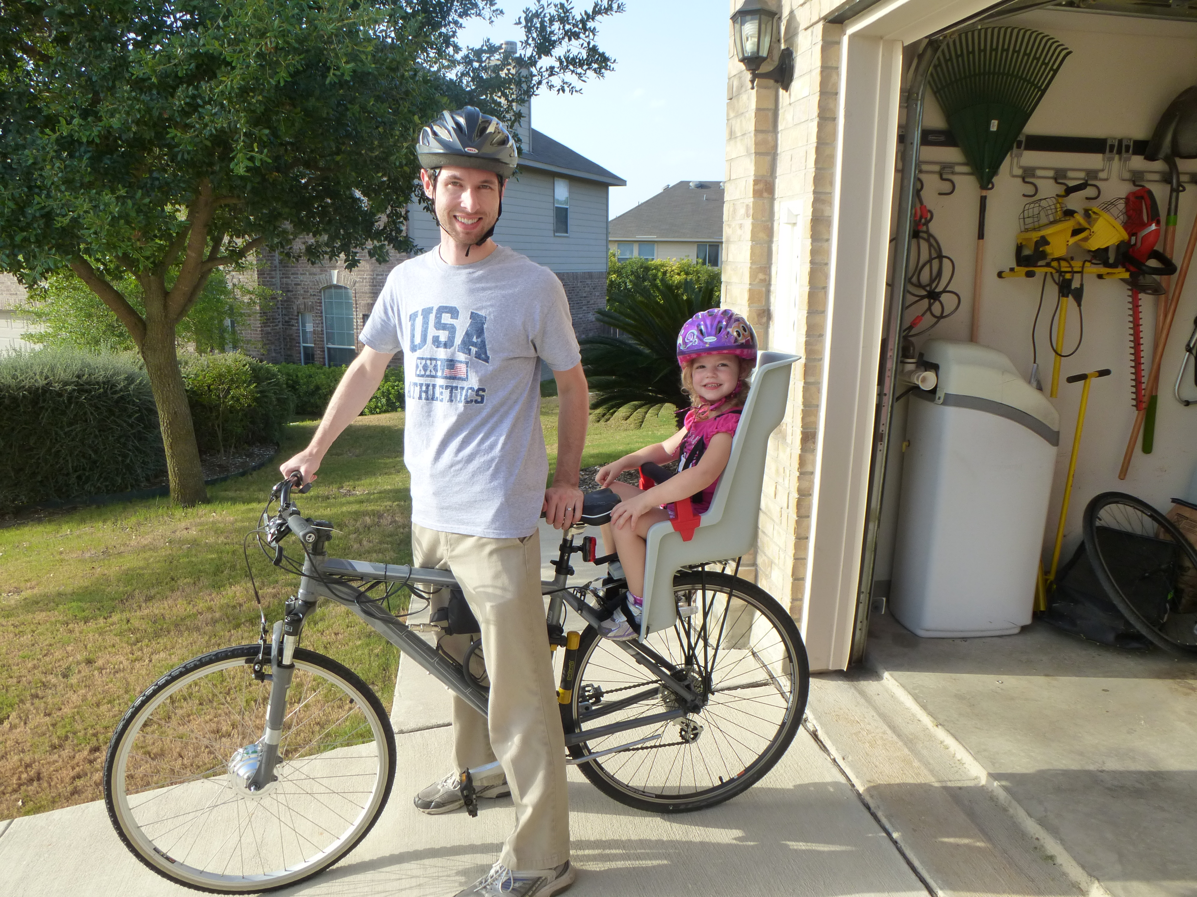 My daughter and me on our bike with our new Hill Topper electric bike kit!